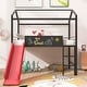 preview thumbnail 5 of 13, Elegant Twin Size Metal Loft House Bed With Slide & Two-sided writable Wooden Board, Solid & Sturdy, Open Design Concept, Red
