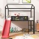 preview thumbnail 2 of 11, Twin Size Metal House-Themed Loft Bed with Slide and Dual-Sided Writing Board