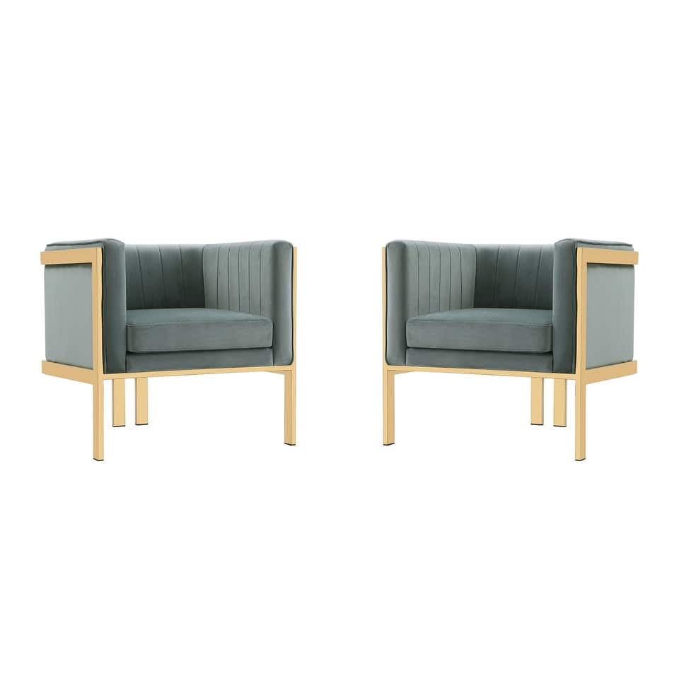 Manhattan Comfort Paramount Brass Velvet Accent Armchair (Set of 2)