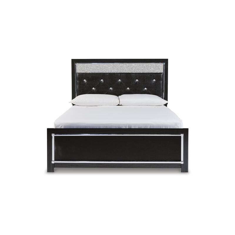 Signature Design by Ashley Kaydell Black/Silver Upholstered Panel Platform Bed