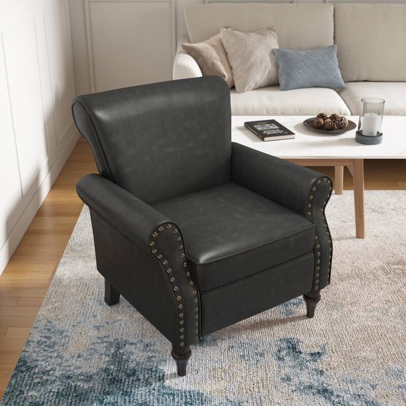 Modern Upholstered Armchair Nailhead Trim Accent Chair