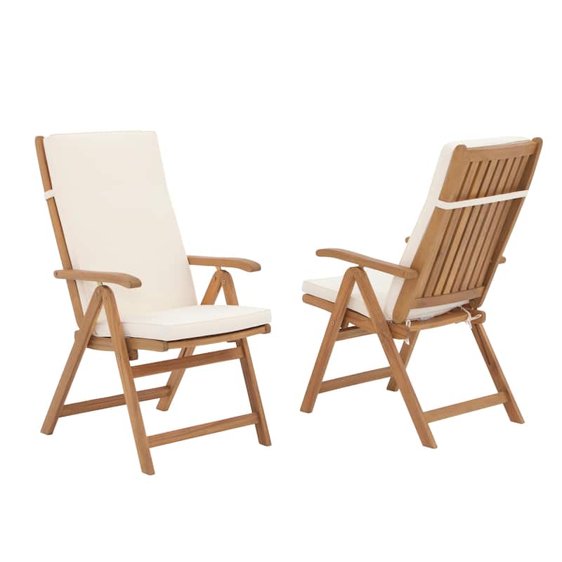 Patio Acacia Wood Adjustable Chairs (Set of 2)