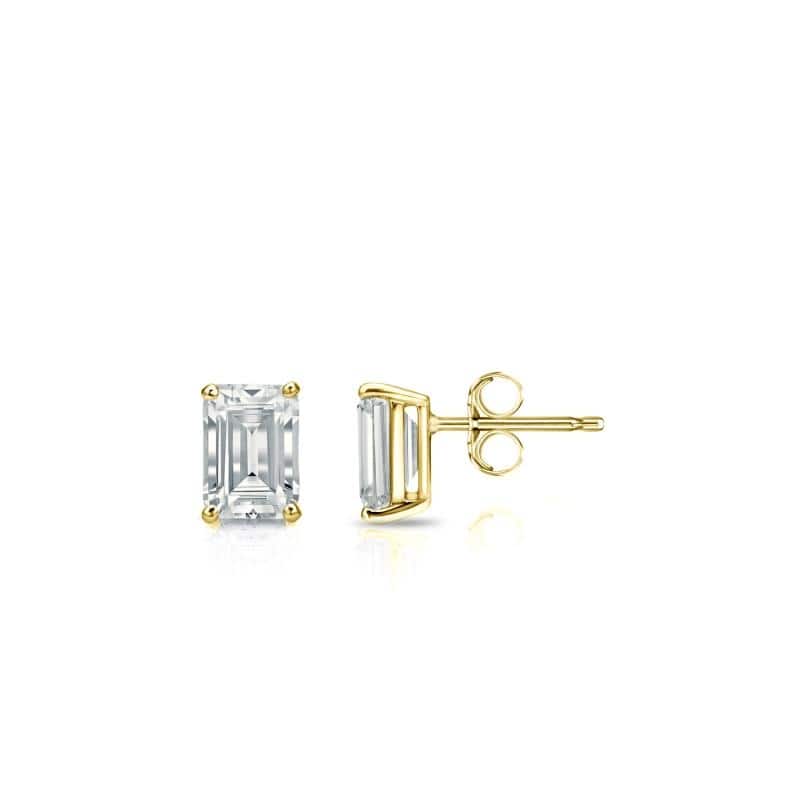 Auriya 14k Gold Lab Grown Emerald Diamond Stud Earrings 0.50 to 5.00 ct. tw. 4-Prong Basket Push-Back (F-G VS) - Yellow - 0.50 ct. tw.