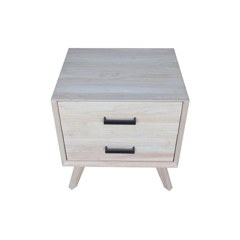 International Concepts Solid Wood 2-Drawer Nightstand, Wide-Body Ready to Finish Bedside Table with 18.5" Wide Drawers