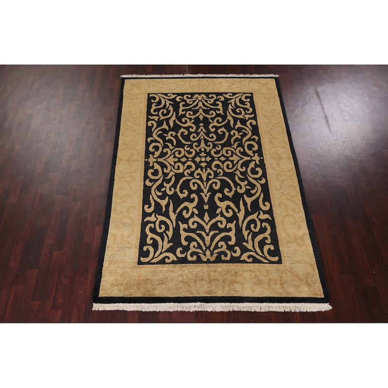 Vegetable Dye Geometric Nepalese Oriental Area Rug Wool Hand-knotted - 6'1" x 9'0"