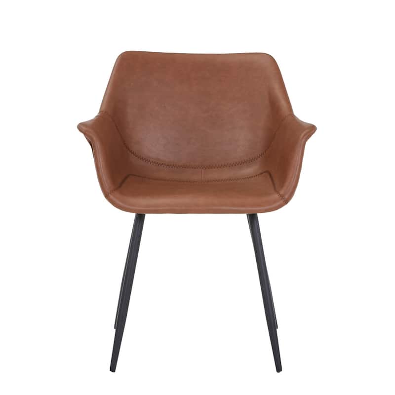 Markley Mid-Century Modern Vegan Leather Dining Chair - Waterproof Kitchen Side Chair with Matte Black Metal Legs