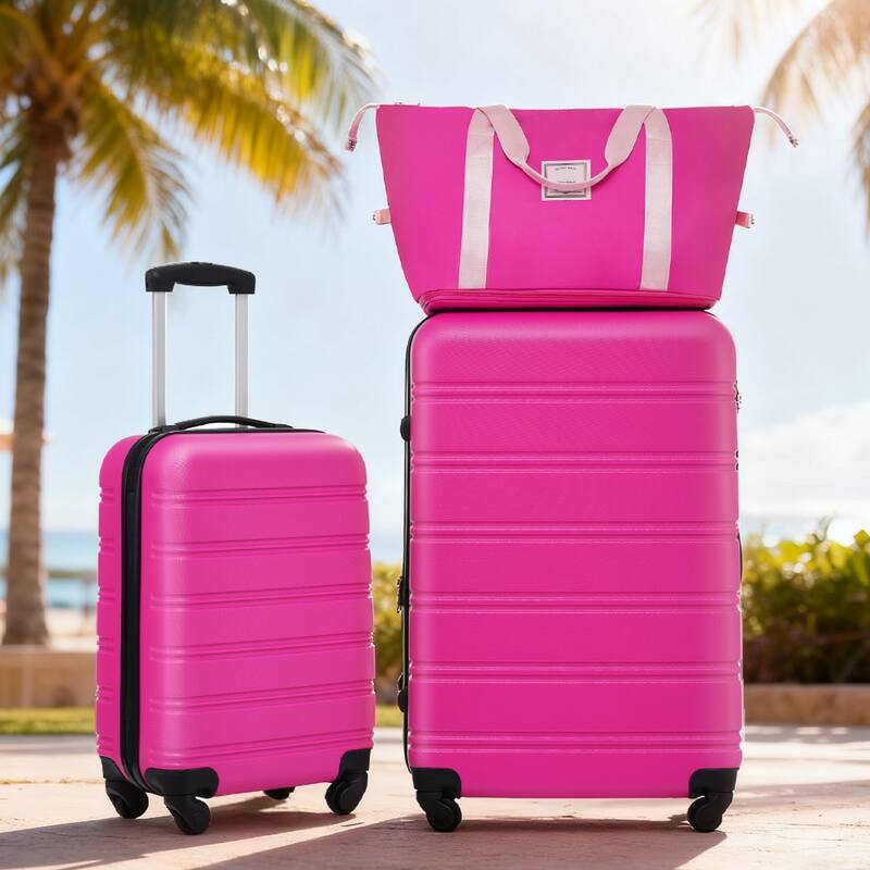 2-Piece Modern Luggage Sets, Hard-Shell Luggage with 360° Swivel Spinner and TSA Lock, for Boarding Travel, Pink