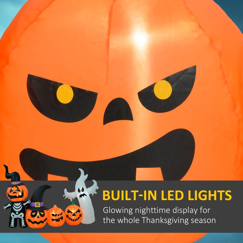 4.2 ft Inflatable Halloween Pumpkin Ghost Family with LED Lights Waterproof Polyester for Indoor and Outdoor Decoration