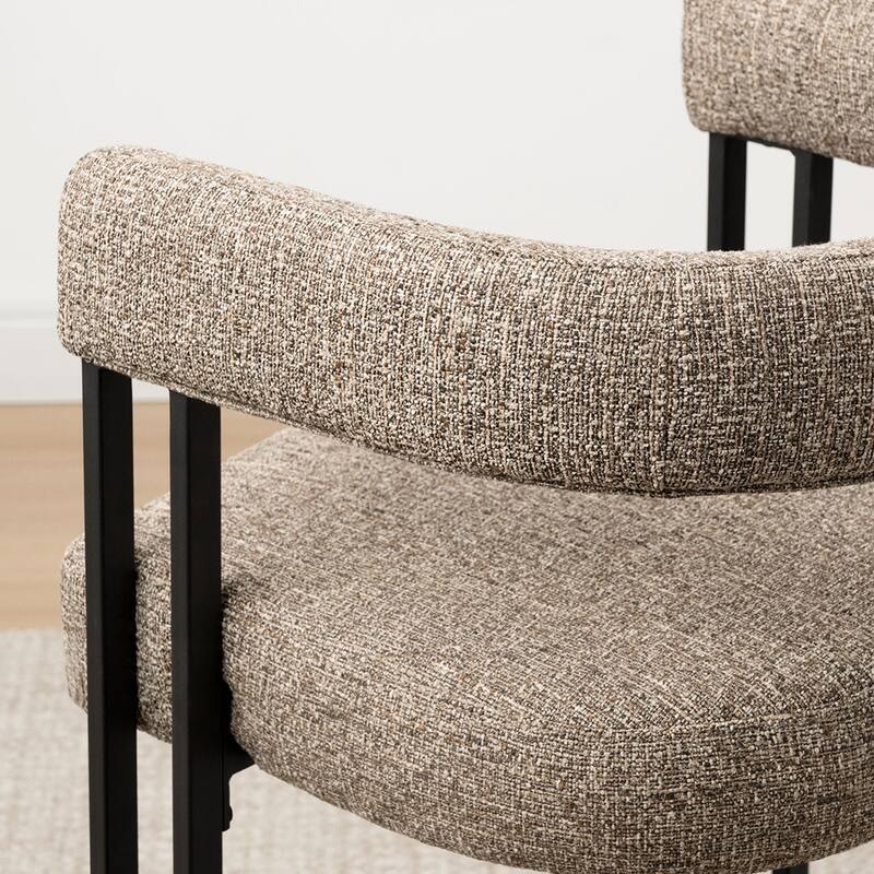 25" Seat Height Upholstered Tweed Black Matel Counter Stool