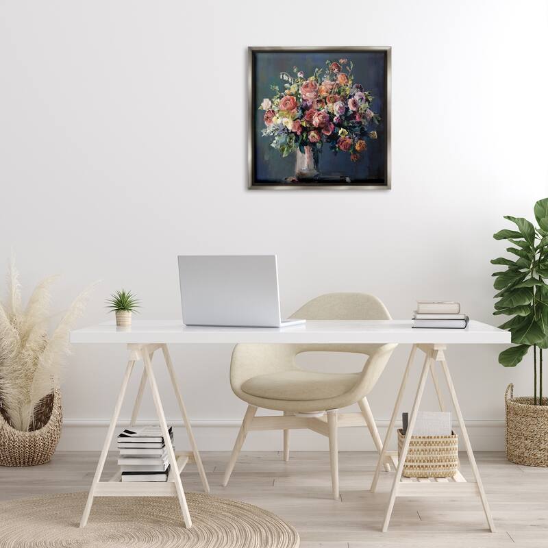 Stupell Abundant Dark Bouquet Framed Floater Canvas Wall Art Design By Marilyn Hageman