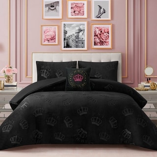 Juicy Couture Embossed Plush Crown Comforter Sets