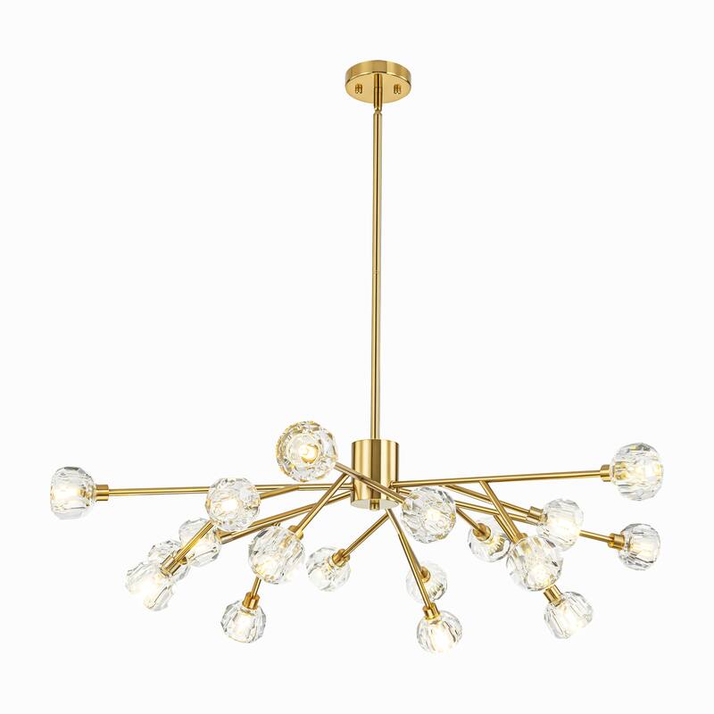 9/15/18-Light Modern Glam Gold Large Sputnik Cluster Crystal Globe Chandelier with Crystal Globe Shade