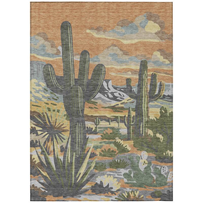 Machine Washable Indoor/ Outdoor Southwestern Mesa Chantille Rug