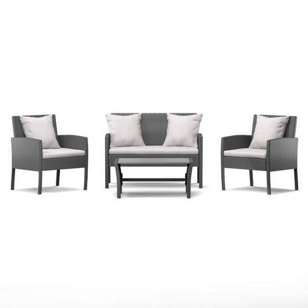 Shop Modern 4-Piece Outdoor Grey Resin Wicker Patio ...