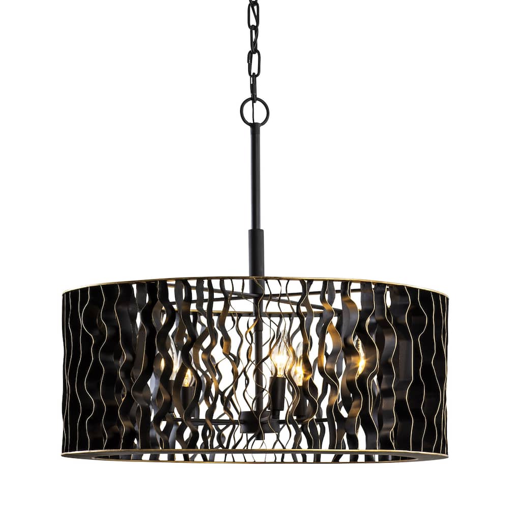 Varaluz Estela 5-Light Pendant - Matte Black/French Gold
