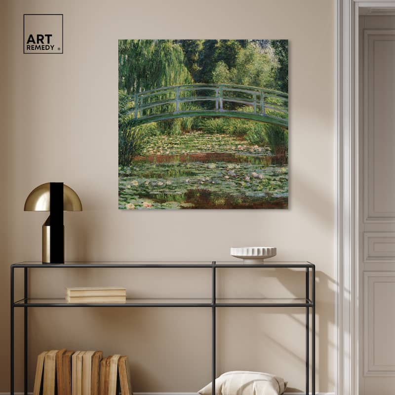 Art Remedy Monet - The Japanese Footbridge And The Water Lily Pool Giverny Gallery Wrapped 1 Piece Canvas Wall Art