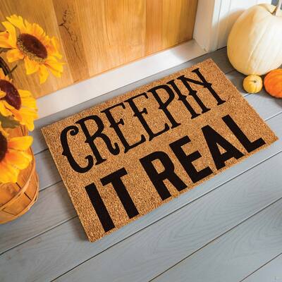 "Creepin It Real" 28 in. x 16 in. Coir Door Mat
