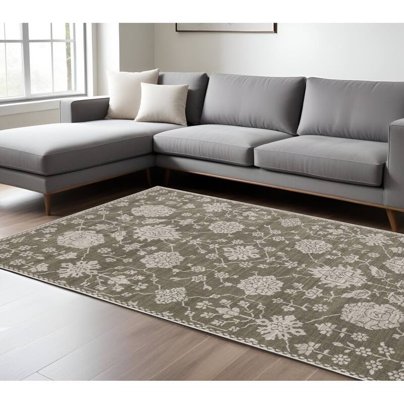 HomeRootsOriental Traditional Rectangle Area Rug - 153.54' X '118.11' X '0.39