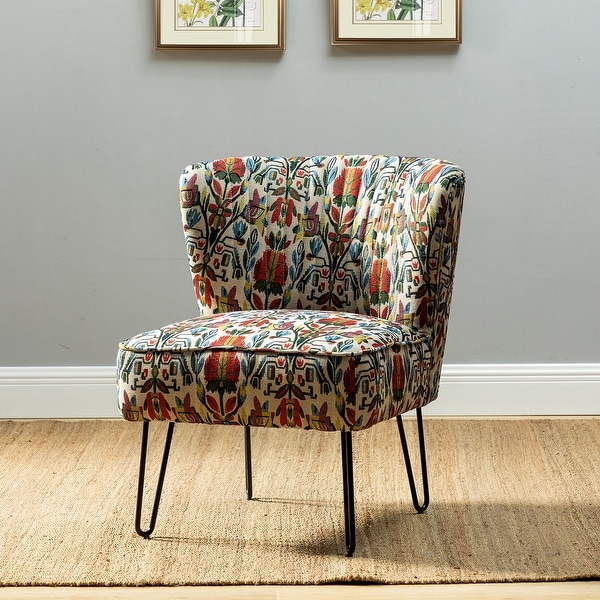 Estebana Contemporary Upholstered Side Chair with Floral Pattern