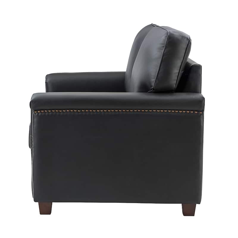 Irene Transitional Sofa with Nailhead Trim and Solid Wooden Legs