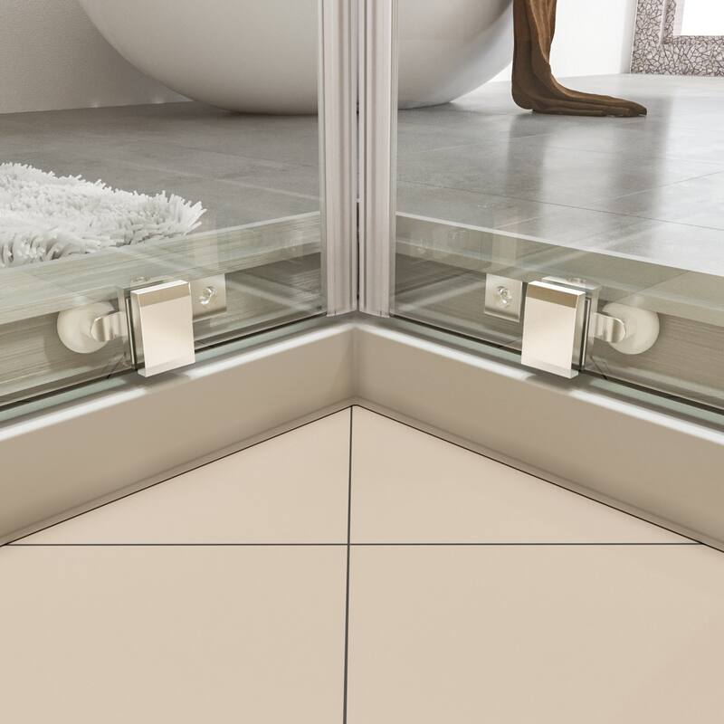 Elegant Chrome Finish Corner Entry Shower Enclosure with Sliding Shower Doors（Shower Base not Included）