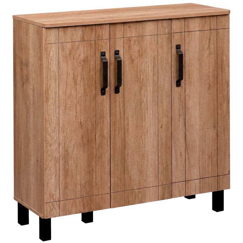 Gymax 5-Tier Shoe Storage Cabinet w/3 Doors Removable Shelves &