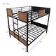 preview thumbnail 8 of 25, Full-over-Full Bunk Bed Modern Style Steel Frame Bunk Bed with Safety Rail, Built-in Ladder for Bedroom