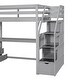 preview thumbnail 8 of 39, Loft Bed with Desk and Shelves, Wooden Bed Frame with 2 Drawers, Storage Staircase and Full-Length Guardrail for Bedroom