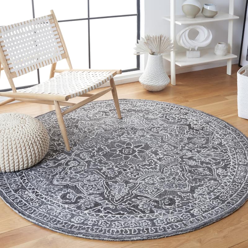 SAFAVIEH Handmade Marquee Callum Weave Rug - 6' Round - Black/Ivory