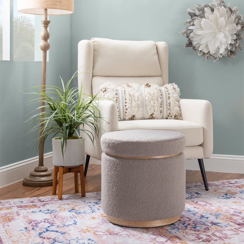 Sherpa Storage Pouf Ottoman - 18" - Gray