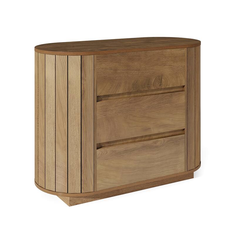 Chic Engineered Wood Nightstand With 3 Spacious Drawers
