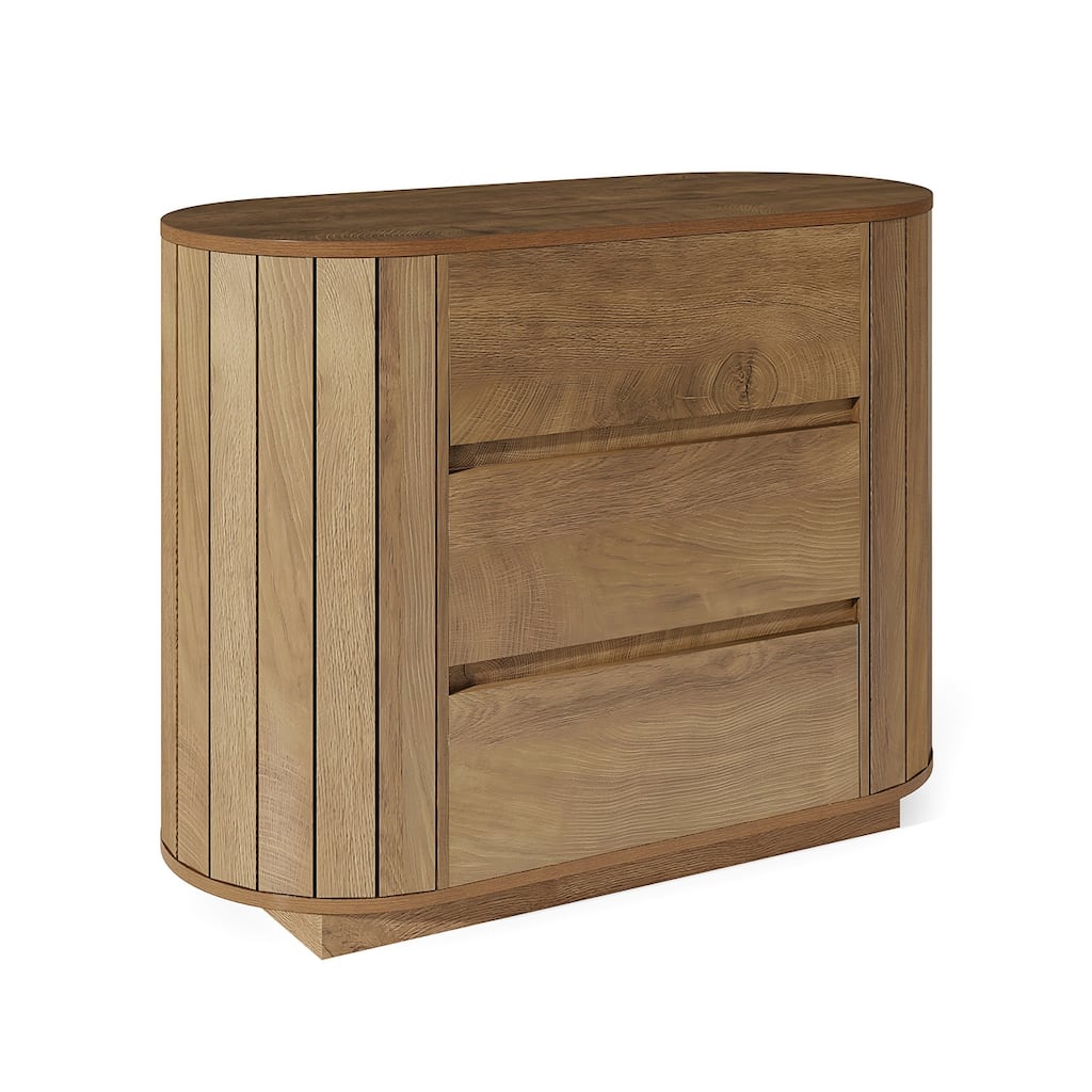 Chic Engineered Wood Nightstand With 3 Spacious Drawers