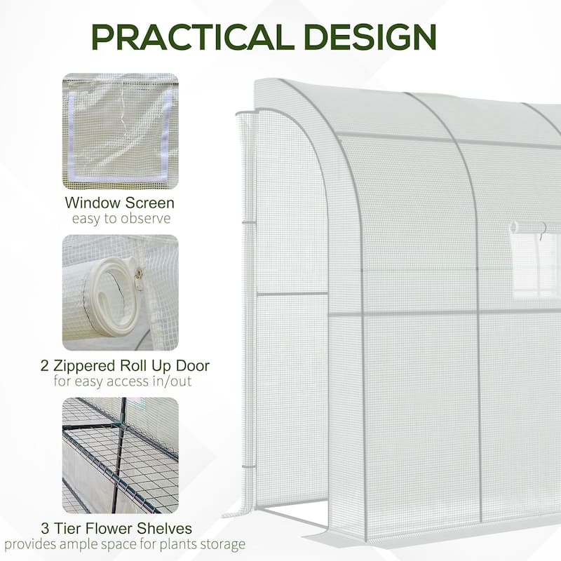 7' X 3' X 7' Outdoor Walk-in Greenhouse, White