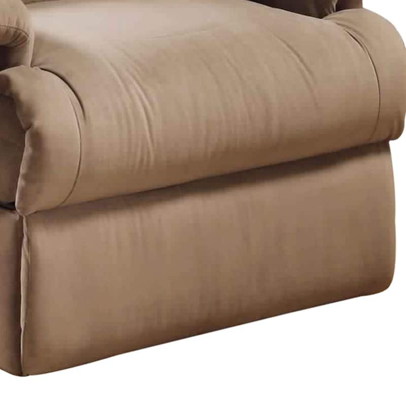 Deby 35 Inch Modern Motion Recliner Chair, Soft Microfiber Seat, Brown