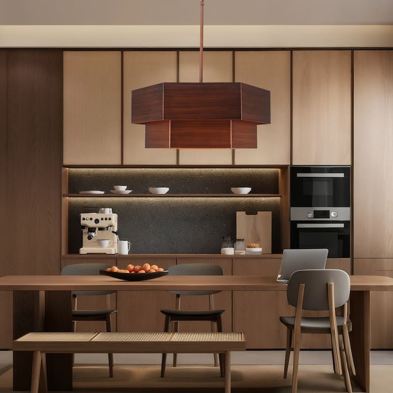4-Light Dimmable Drum Chandelier - Dark Drown