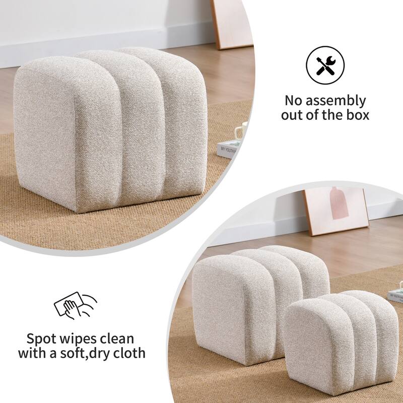 Modern 2-in-1 Nesting Upholstered Vanity Stool Ottoman Footrest Shoe Bench Set
