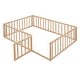 preview thumbnail 28 of 38, Safe Play Area, Full Size Wooden Floor Bed Frame with Fence and Door, Open Design Low Bed for Kids, Without Slats