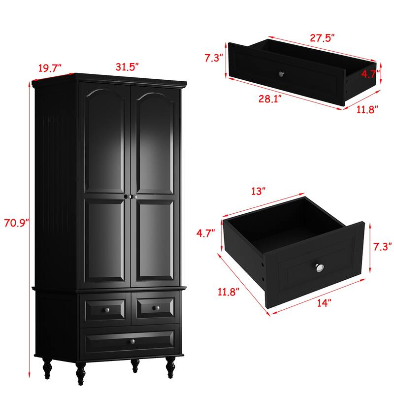 Armoire Wardrobe Closet Adjustable Shelves Closet Wardrobe Cabinet