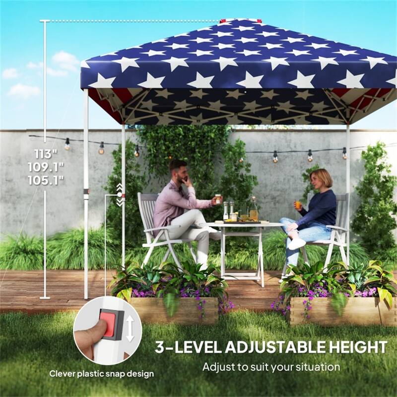 Metal Oxford Fabric Folding Outdoor Canopy Tent with Sidewalls - 116.9" L x 116.9" W x 113" H