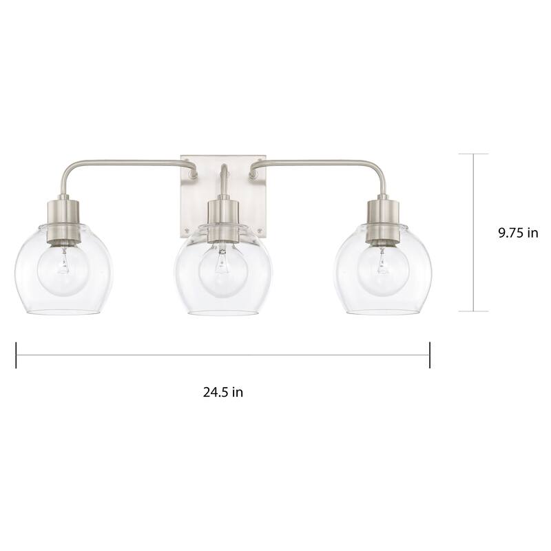 Tanner Clear Glass 3-light Bath/ Vanity Fixture