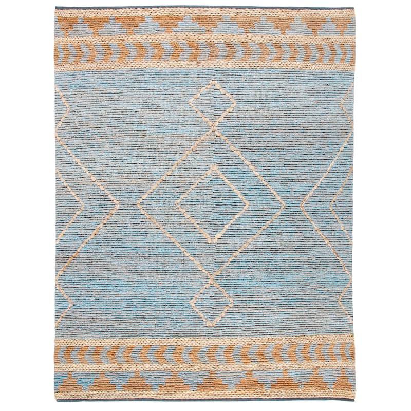 SAFAVIEH Handmade Kilim Finella Moroccan Rug - 8' x 10' - Natural/Blue