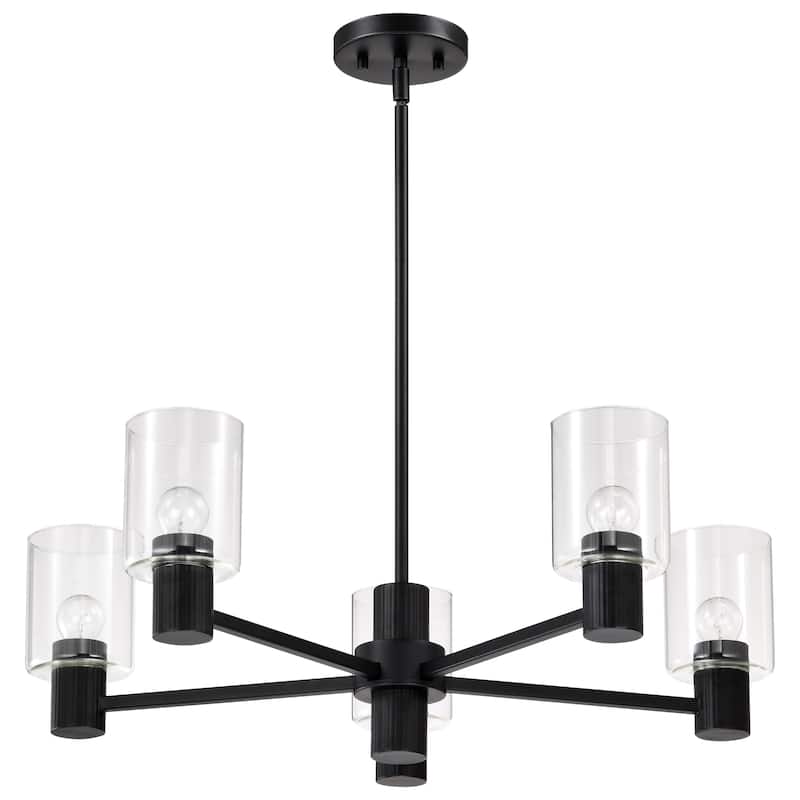 Clarksville 28 Inch 5 Light Chandelier Matte Black with Clear Glass