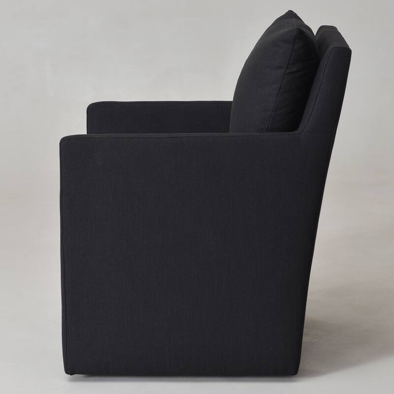 KINWELL 25" Performance Fabric Upholstered Rolling Dining Armchair