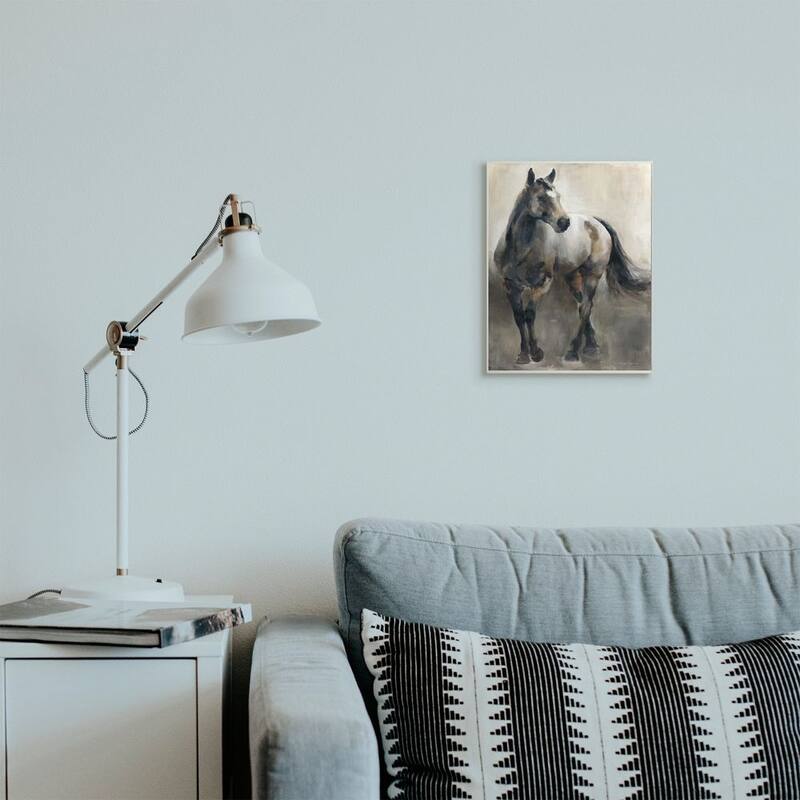 Stupell Abstract Wild Horse Stance Brown Black Painting Wood Wall Art