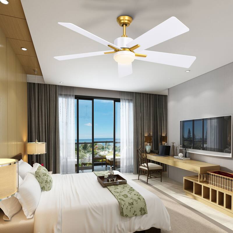 52 Inch Smart Ceiling Fan with Light Remote and APP Control - White