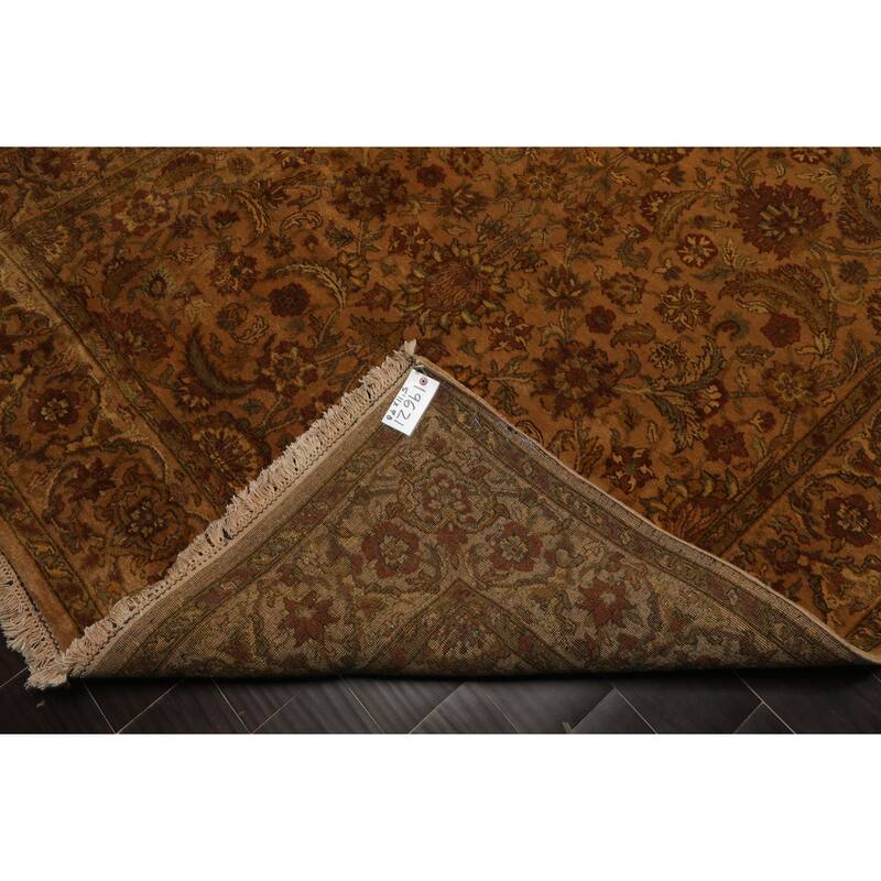 5'11''x9'8'' Hand Knotted New Zealand Wool Caramel Agra Plush Pile Botanical Wash Rug - 5' 11'' x 9' 8''