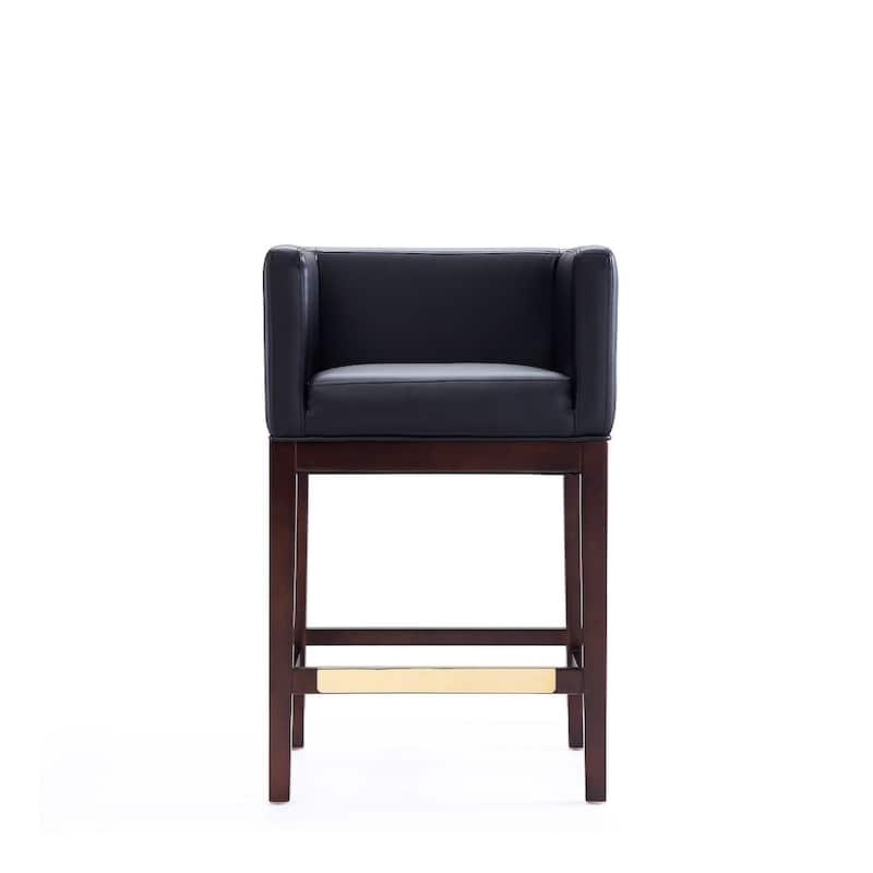 Manhattan Comfort Kingsley Dark Walnut Wood Counter Height Bar Stool (Set of 3)