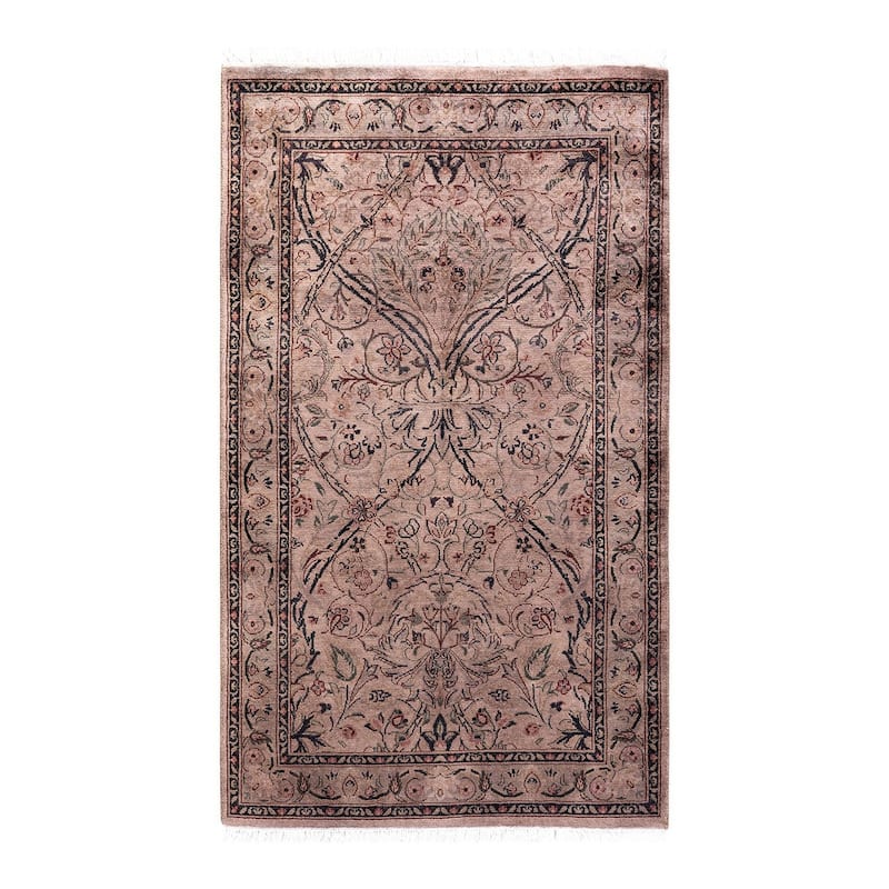 Overton Hand Knotted Wool Vintage Inspired Modern Contemporary Overdyed Beige Area Rug - 2' 7" x 4' 4"