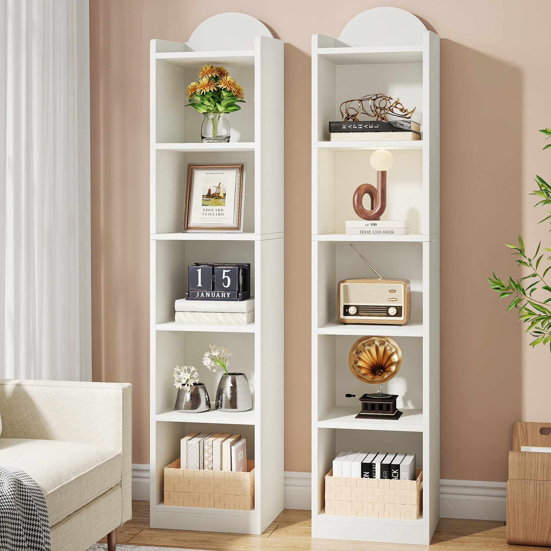 Slim white bookcase hotsell