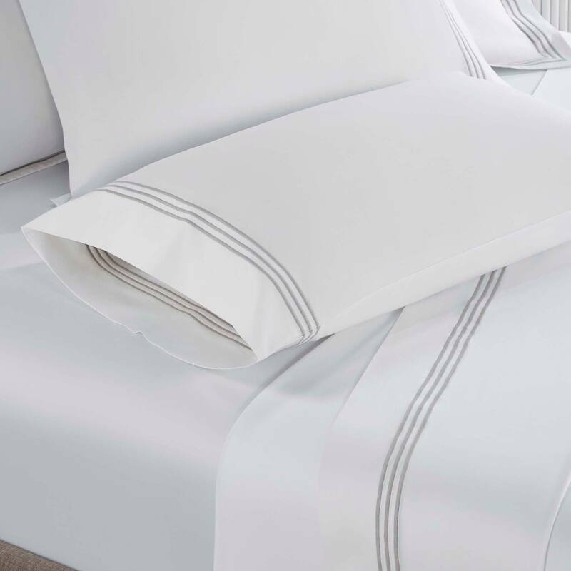 Superior Brandon Cotton Three-Line Embroidered Bed Sheet Set